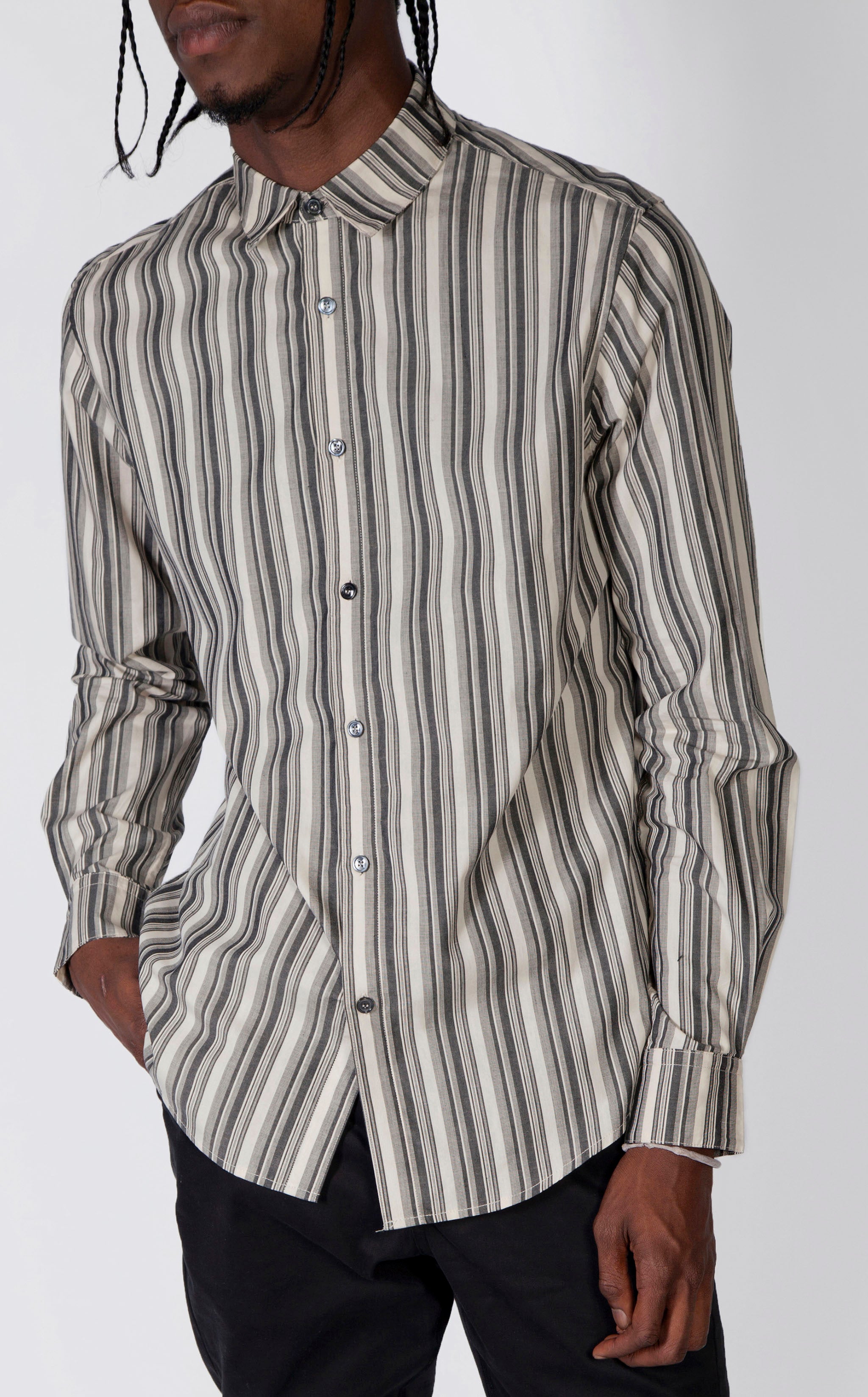 Lisianthus Print Striped Shirt